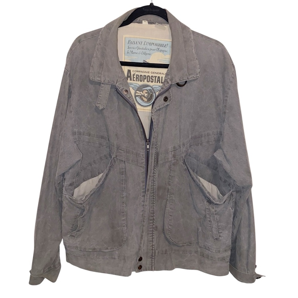 Vintage 80s Aeropostale Jacket Mens Large Canvas Flight Aviator Bomber *Read